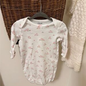 Little Me Gown, white with Pink Bunnies